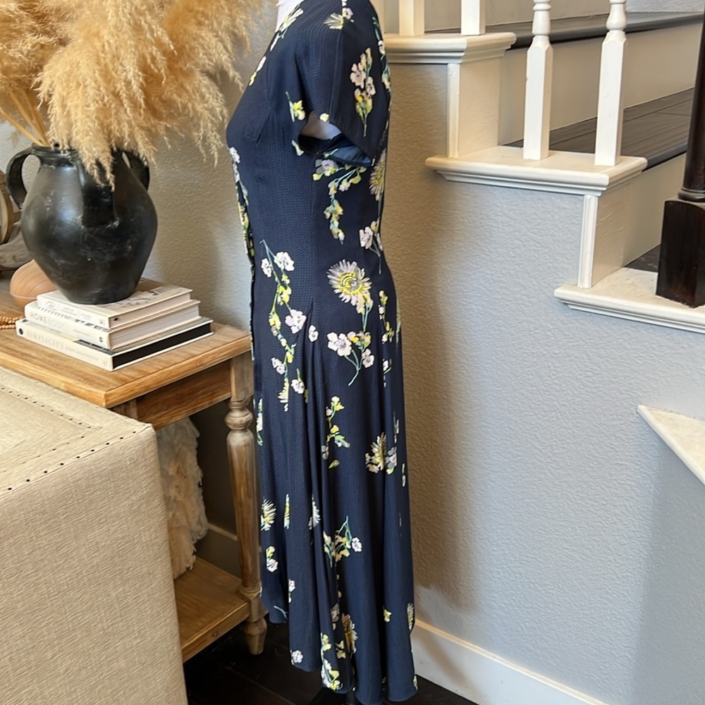 Free People Blue Floral Lost In You Midi Dress Size XS - Picture 6 of 9